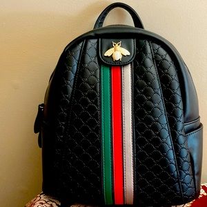 Color of Italian flag with heart shape design leather backpack in EUC